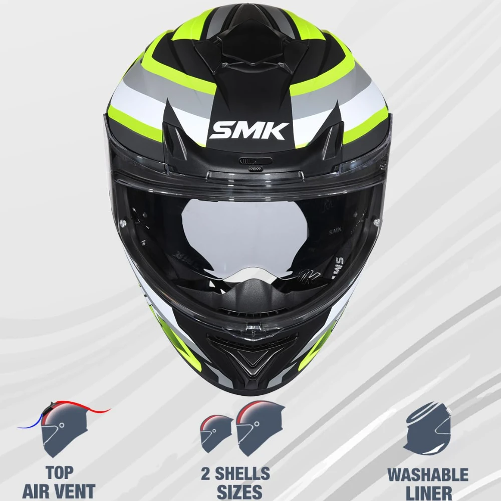 SMK Typhoon Freeride ISI ECE & DOT Certified Full Face Dual Visor Helmet for Men and Women with Pinlock Fitted Clear Visor and Inner Sun Visor ( GL246 - 2XL )