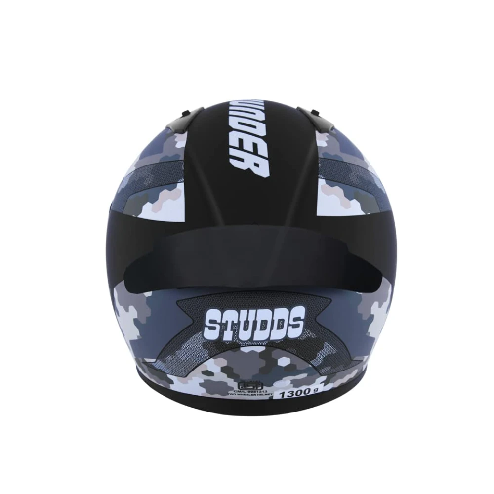 Studds Full Face Helmet Thunder D5 with Clear Visor (Matt Black N4, XL)