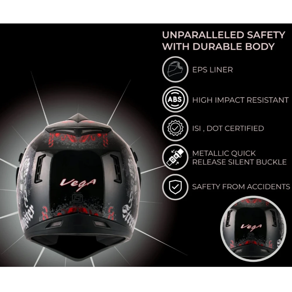 Off Road D/V Gangster Black Red Helmet-L Vega Off Road D/V Gangster Black Red Helmet-L