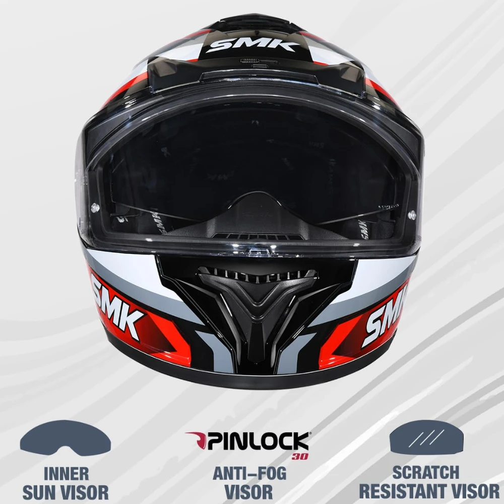SMK Typhoon Freeride ISI ECE & DOT Certified Full Face Dual Visor Helmet for Men and Women with Pinlock Fitted Clear Visor and Inner Sun Visor ( GL236 - 2XL )