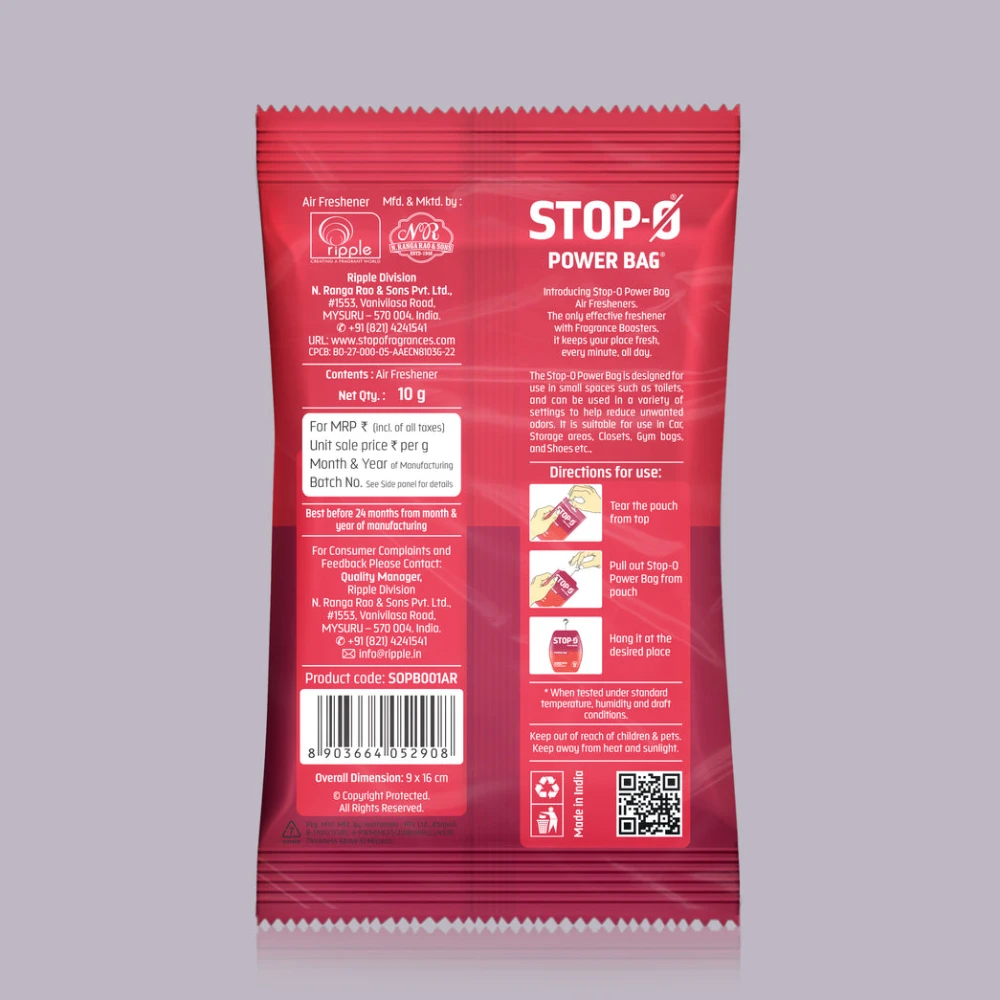Stop-O Hanging Freshener Power Bag - Amber Rose (Pack of 8)