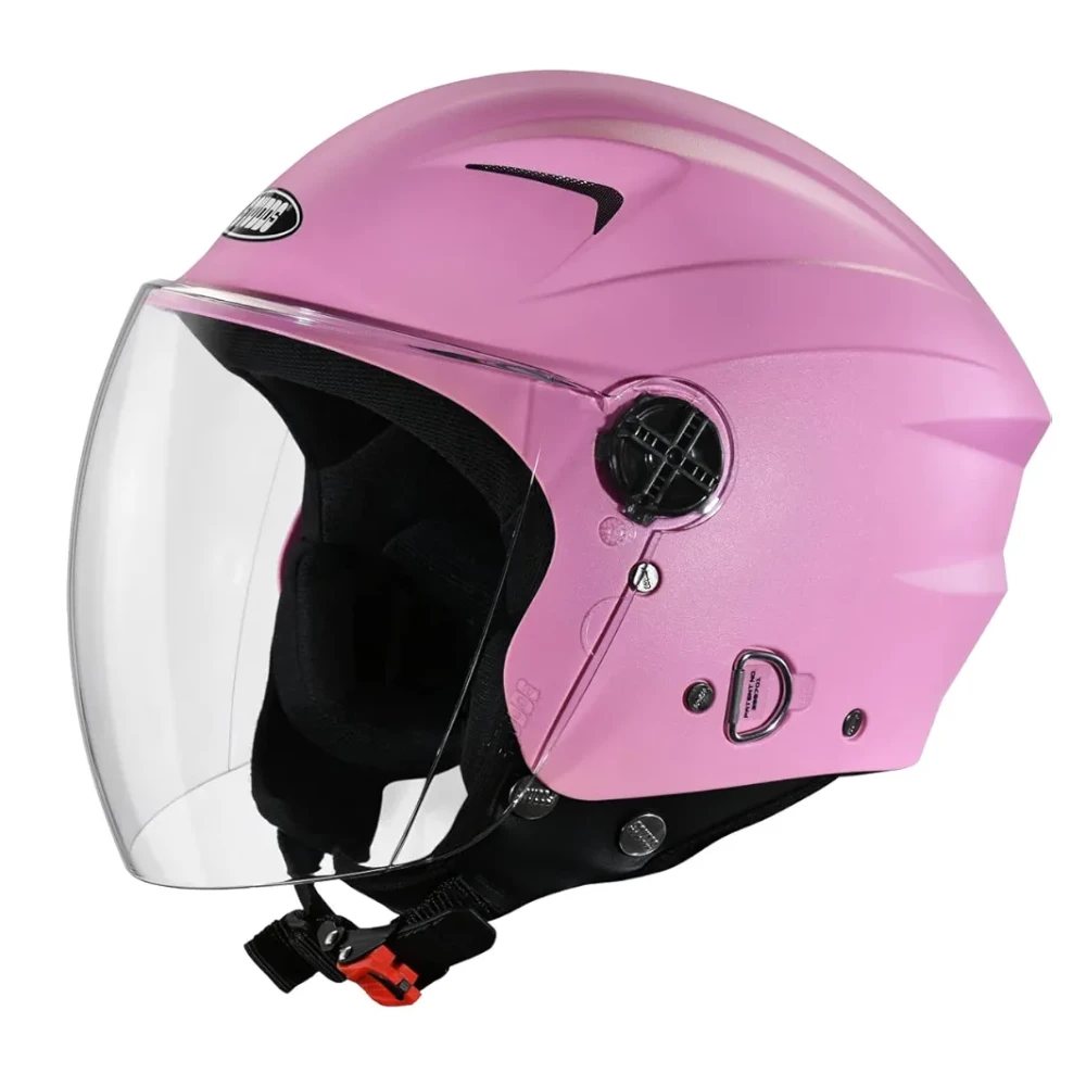 STUDDS RAY ISI Certified Open FACE Helmet for Men and Women with D - Ring Lock (Pink/L)
