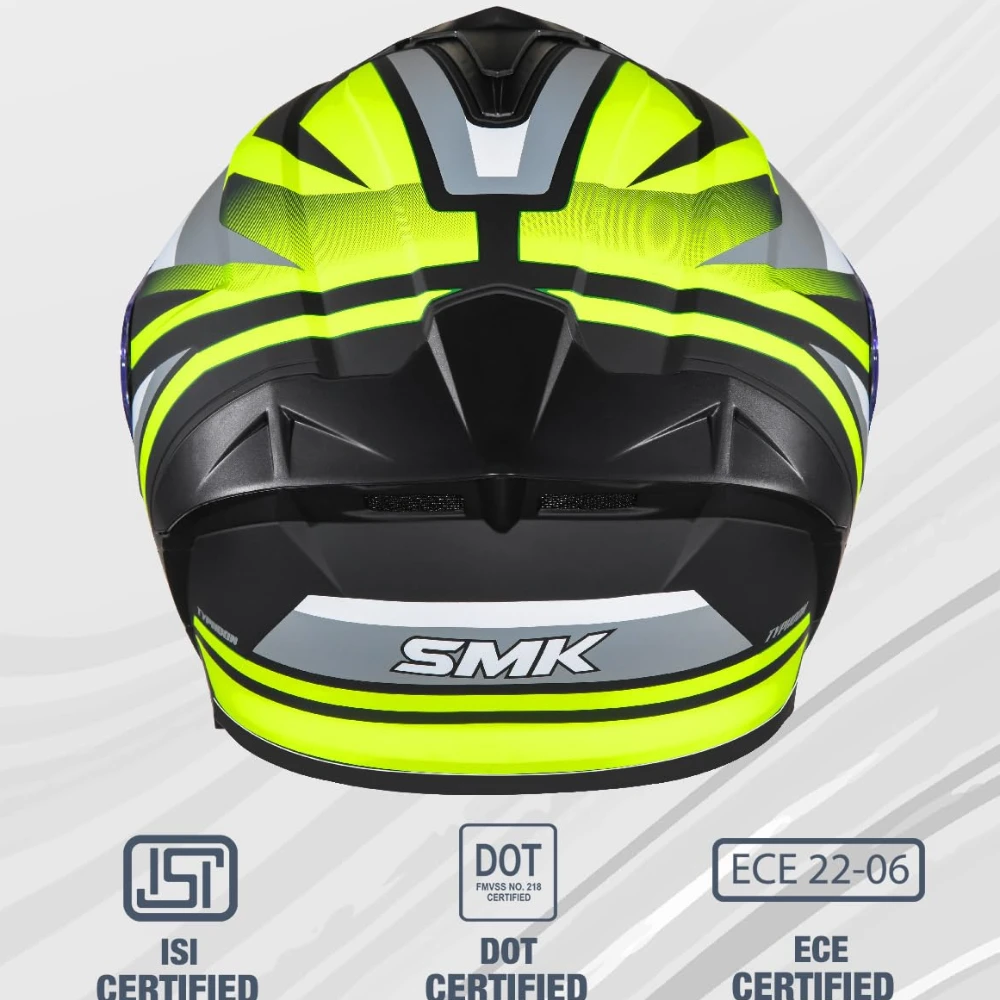 SMK Typhoon Freeride ISI ECE & DOT Certified Full Face Dual Visor Helmet for Men and Women with Pinlock Fitted Clear Visor and Inner Sun Visor ( GL246 - 2XL )