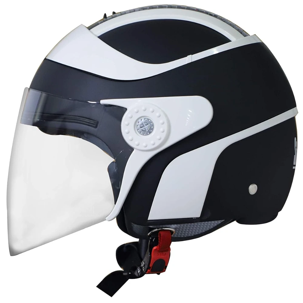 Steelbird SB-29 Case Open Face Helmet Black & Off White , Size: L(57-58 cm)