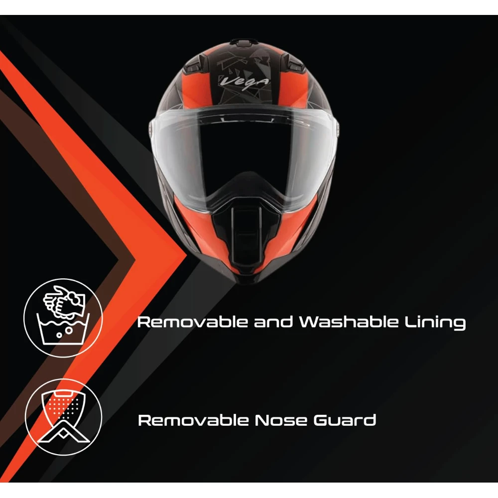 Vega Storm Drift Dull Black Orange Helmet-L