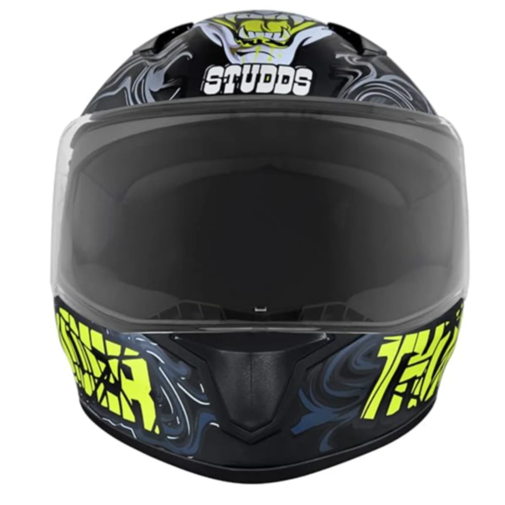 Studds Thunder Full Face Helmet D9 with Clear Visor (Matt Black N5, M)