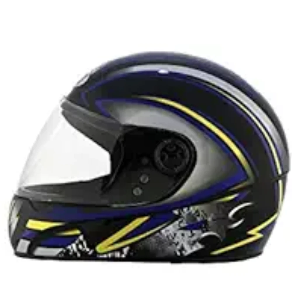 Studds Chrome Super D1 Full Face Helmet (Black and Blue, XL 600MM)