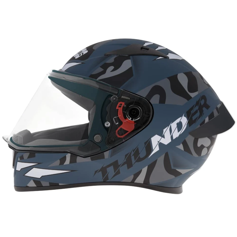 Studds Thunder Full Face Helmet D7 with Clear Visor (Matt Turquoise N4, M)