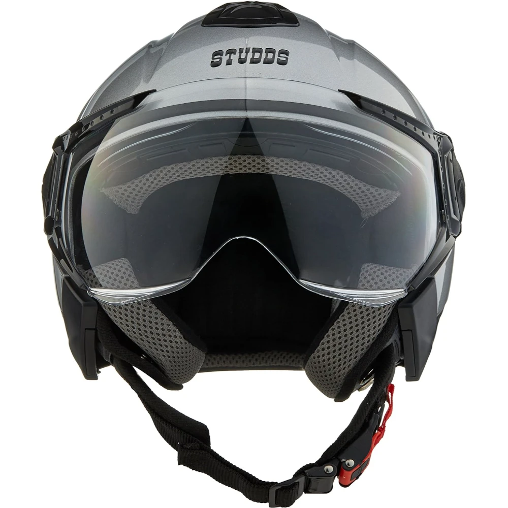 STUDDS DOWNTOWN Open Face Helmet (Silver Grey, Large)