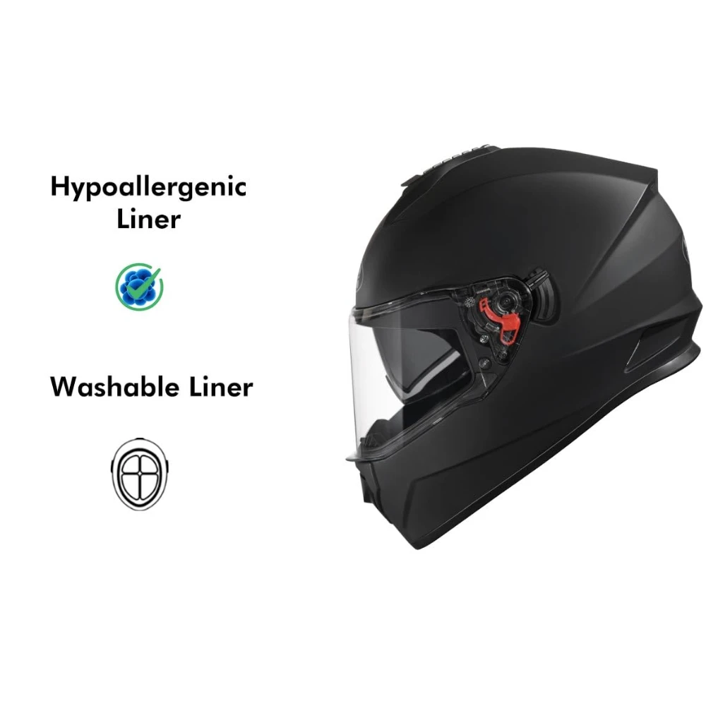 Studds Drifter ISI and DOT Certified Full face Helmet for Men and Women with Inner Sun Visor and Spoiler