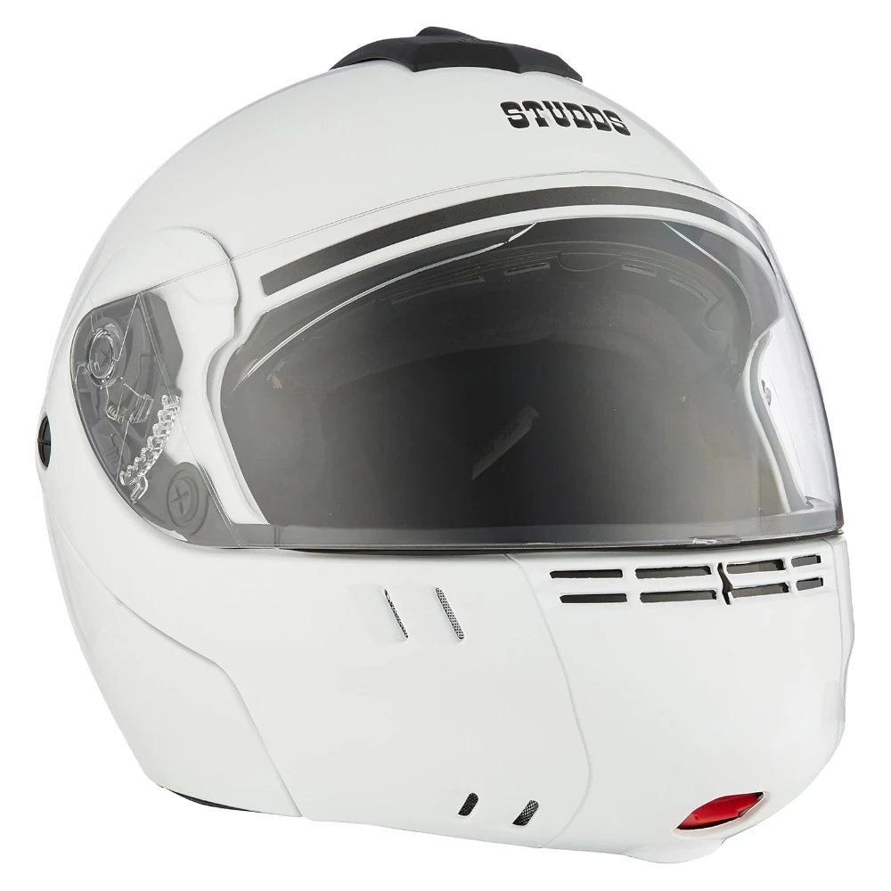 Studds Ninja 3G Flip Up Full Face Helmet with Double Visor (White, M)