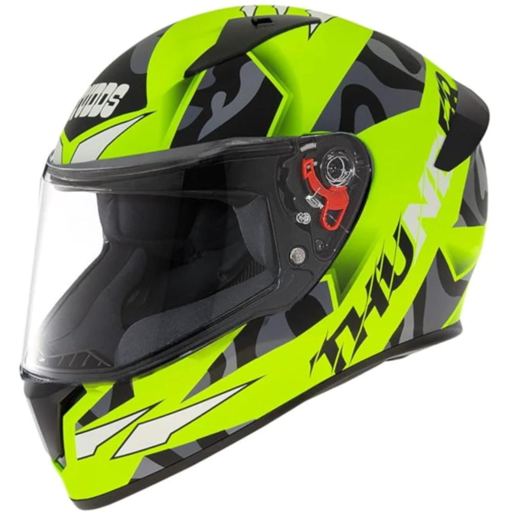 Studds Thunder Full Face Helmet D7 with Clear Visor (Matt Neon Yellow N9, M)