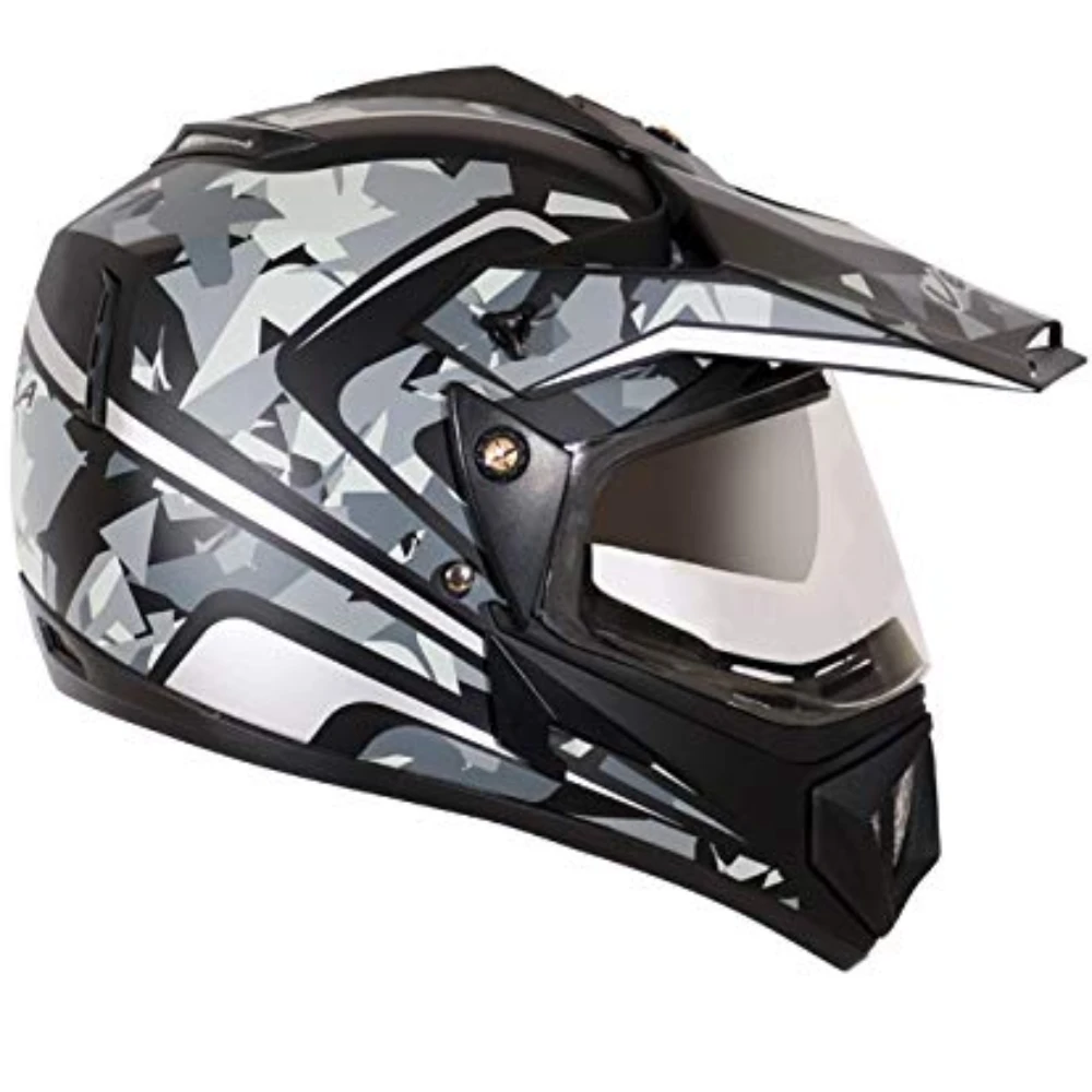 Vega Off Road D/V Camo Dull Black Silver Helmet-L