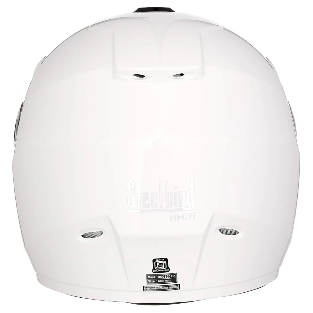 Steelbird SBH-11 Full Face Helmet White, Size: L(57-58 cm)