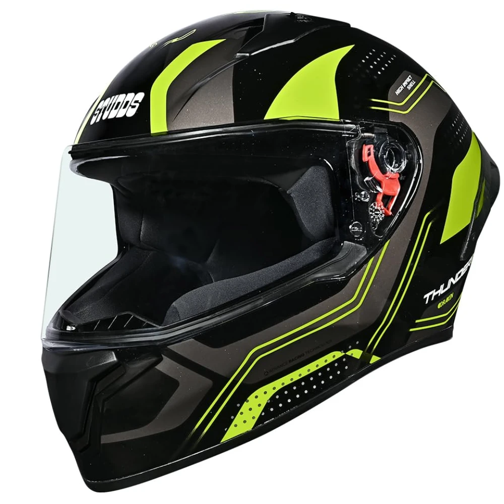 Studds Thunder D2 Draken ISI and DOT Certified Full Face Helmet for Men and Women with Spoiler and Clear Visor