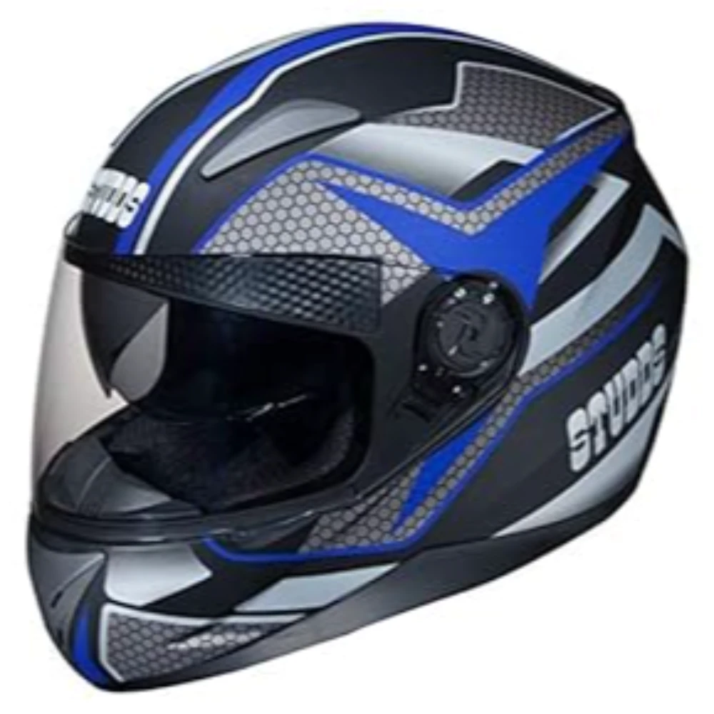 Studds SHIFTER D8 Decor Regulated Density EPS Full Face Helmet (Matt Black and Blue, XL)