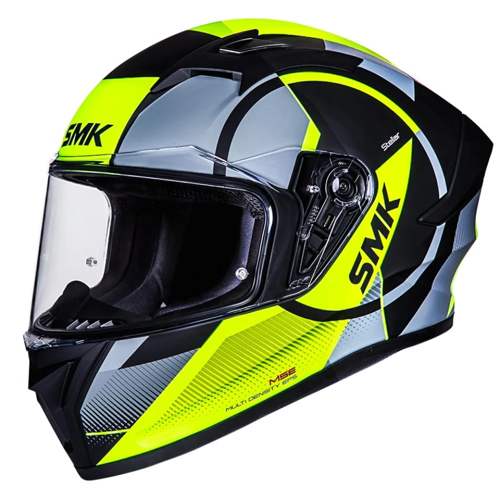 SMK Stellar Sports S01 Faro Isi Dot&Ece- 06 Certified Full Face Motorcycling Helmet With Anti-Fog Clear Visor