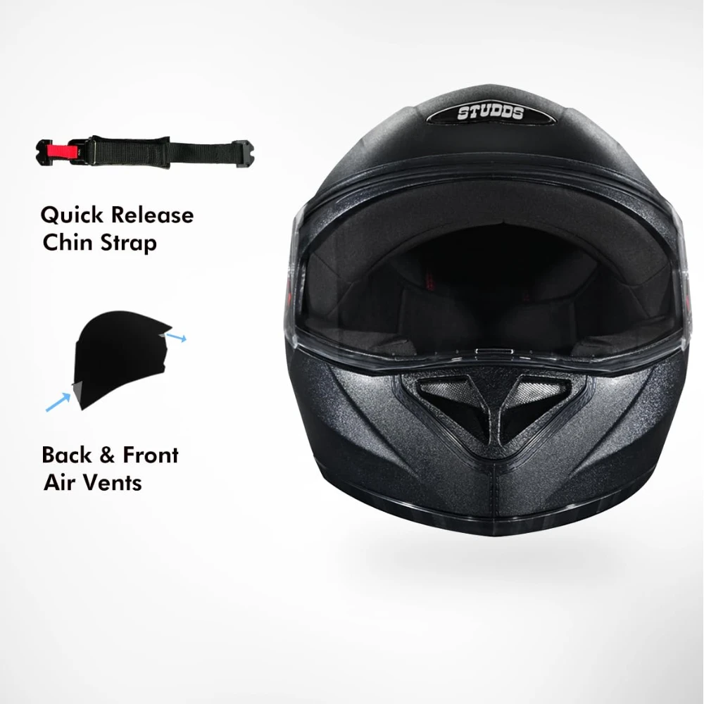 STUDDS Crest Eco ISI Certified Full Face Helmet for Men and Women with Clear Visor