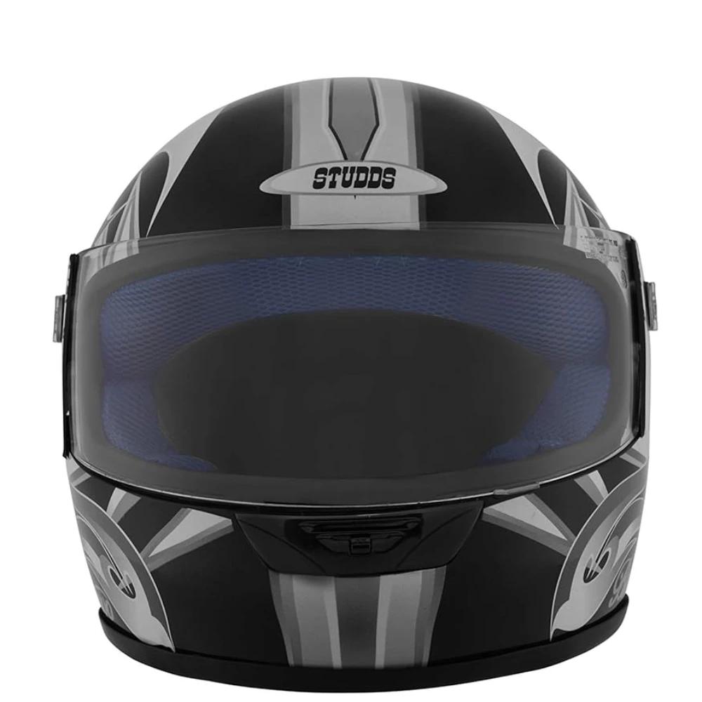 Studds Bravo D3 Full Face Helmet, Black and Grey (Large 580MM)