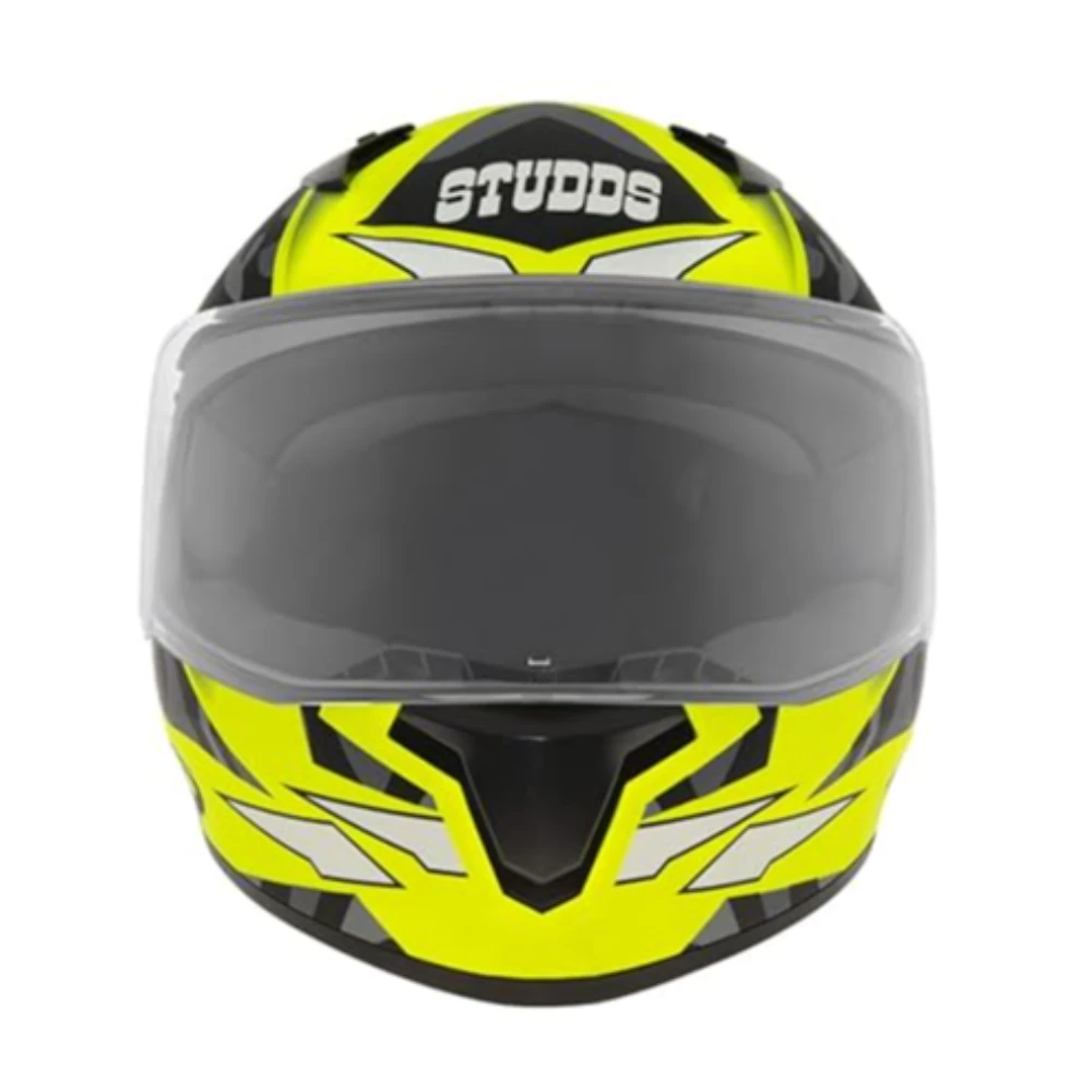 Studds Thunder Full Face Helmet D7 with Clear Visor (Matt Neon Yellow N9, M)