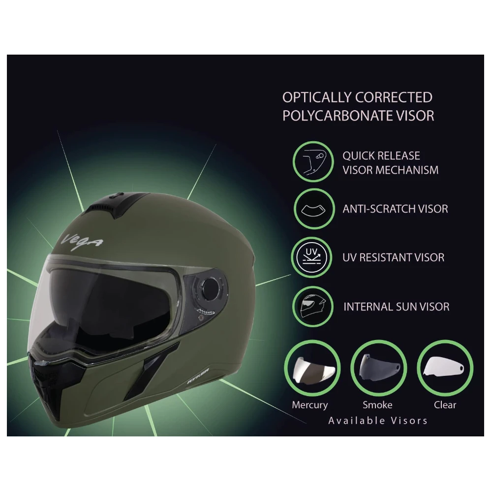 Vega Ryker D/V Dull Battle Green Helmet-L