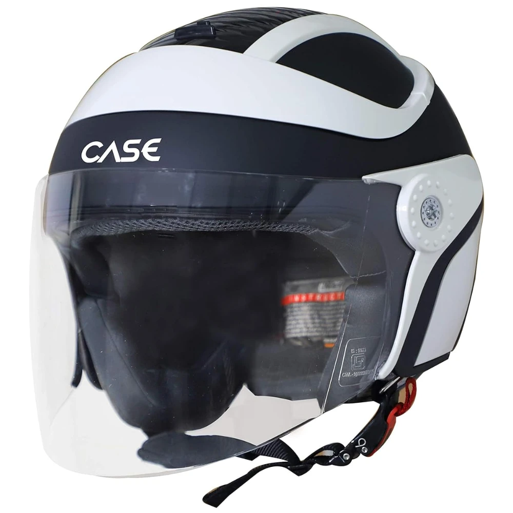 Steelbird SB-29 Case Open Face Helmet Black & Off White , Size: L(57-58 cm)