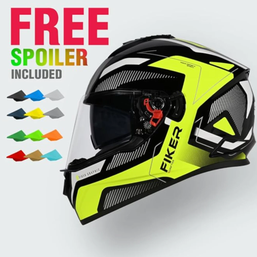 Studds Drifter D5 Fiker ISI and DOT Certified Full face Helmet for Men and Women with Inner Sun Visor and Spoiler (Black XL)