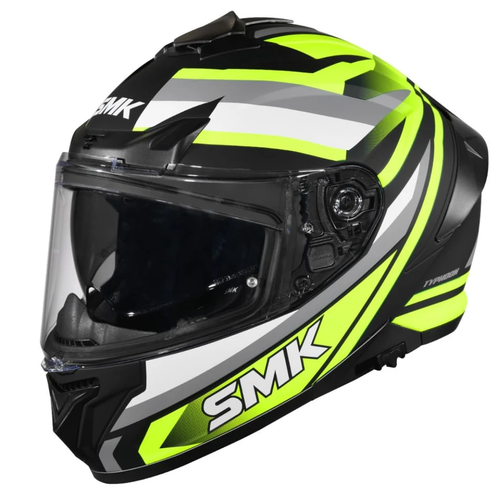 SMK Typhoon Freeride ISI ECE & DOT Certified Full Face Dual Visor Helmet for Men and Women with Pinlock Fitted Clear Visor and Inner Sun Visor ( GL246 - 2XL )