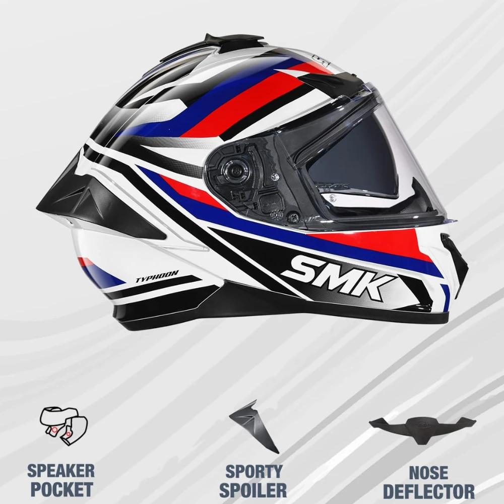 SMK Typhoon Freeride ISI ECE & DOT Certified Full Face Dual Visor Helmet for Men and Women with Pinlock Fitted Clear Visor and Inner Sun Visor ( GL152 - 2XL )