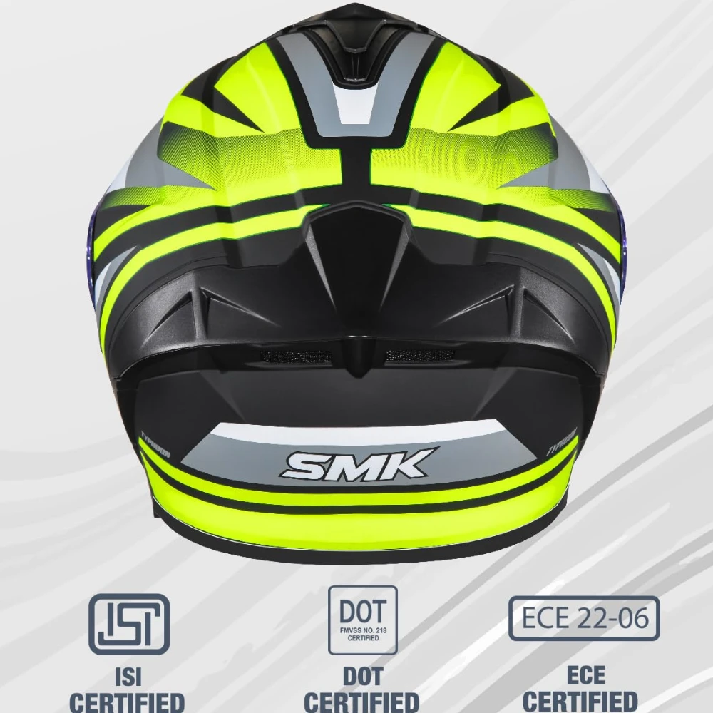 SMK Typhoon Freeride ISI ECE & DOT Certified Full Face Dual Visor Helmet for Men and Women with Pinlock Fitted Clear Visor and Inner Sun Visor ( GL246 - 2XL )
