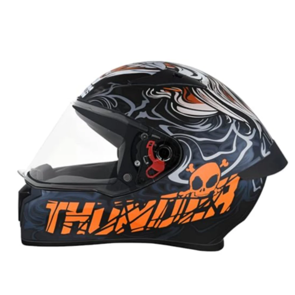 Studds Thunder Full Face Helmet D9 with Clear Visor (Matt Black N10, L)