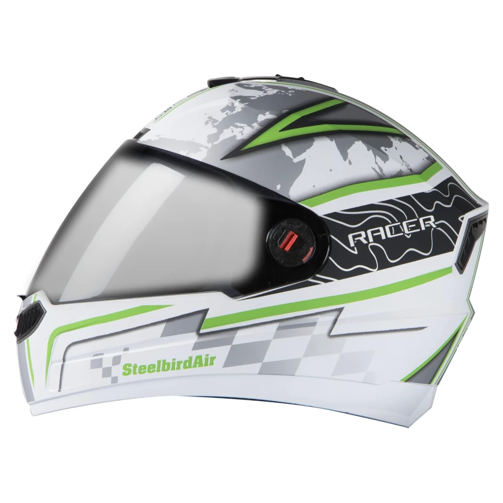 Steelbird SBA-1 Racer White and Green with plain visor,600mm