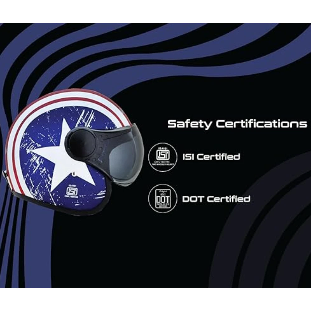 Jet Captain W/Visor Dull Red Metallic M.Blue Helmet-L