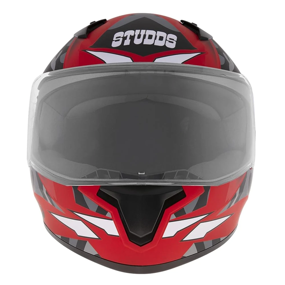 Studds Thunder Full Face Helmet D7 with Clear Visor (Matt Red N9, M)