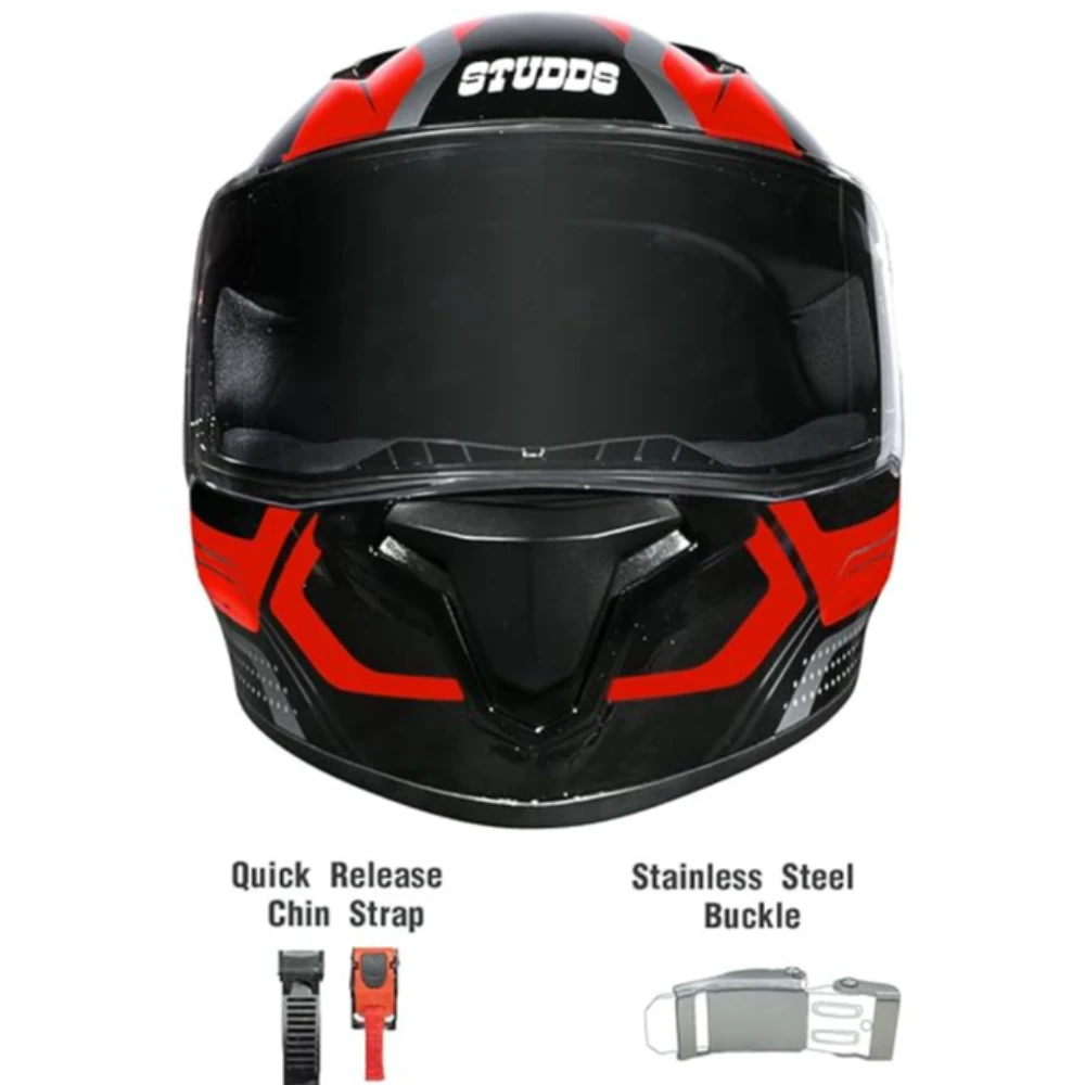 Studds Thunder D2 Draken ISI and DOT Certified Full Face Helmet for Men and Women with Spoiler and Clear Visor