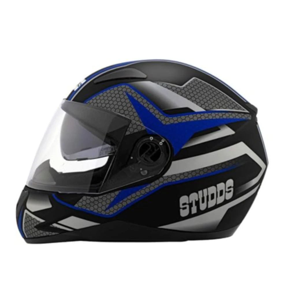 Studds SHIFTER D8 Decor Regulated Density EPS Full Face Helmet (Matt Black and Blue, XL)