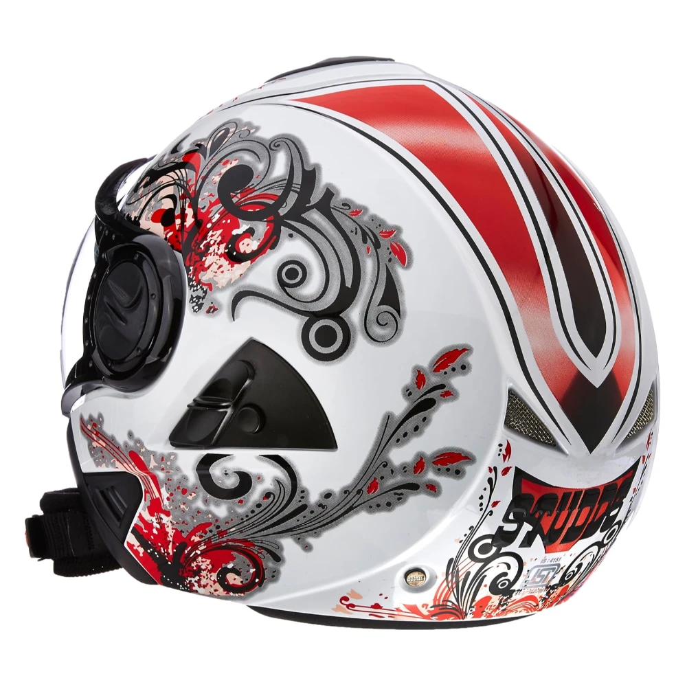 Studds DOWNTOWN D1 Decor Open Face (White and Red, x-large)