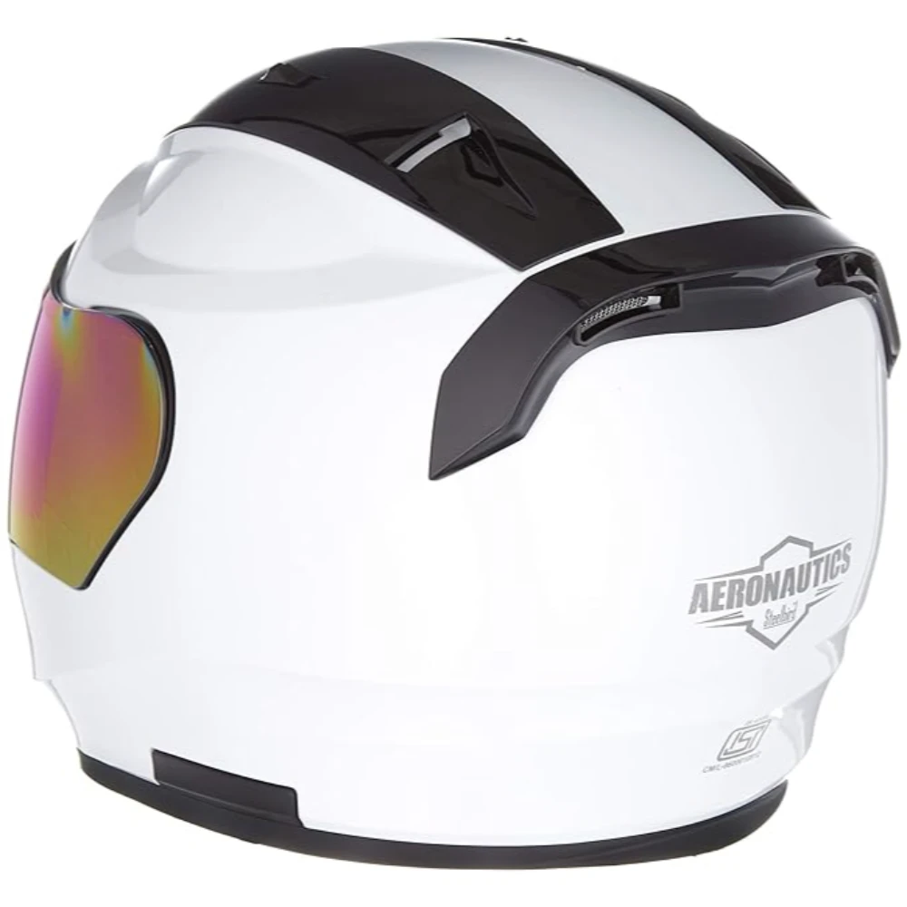 Steelbird SA-1 Aeronautics Full Face Helmet White, Size: M(55-56 cm)