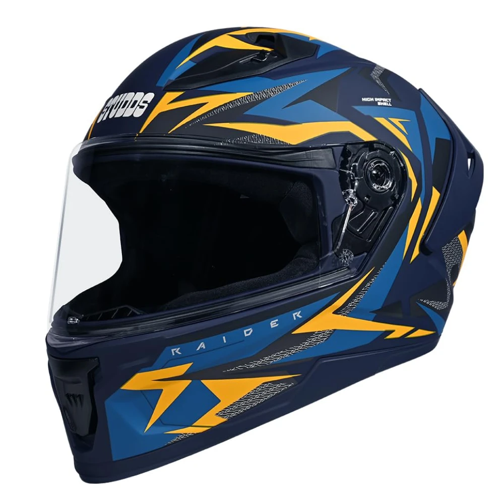 STUDDS Raider Skulpt ISI Certified Full Face Helmet for Men and Women with Spoilor and Clear Visor