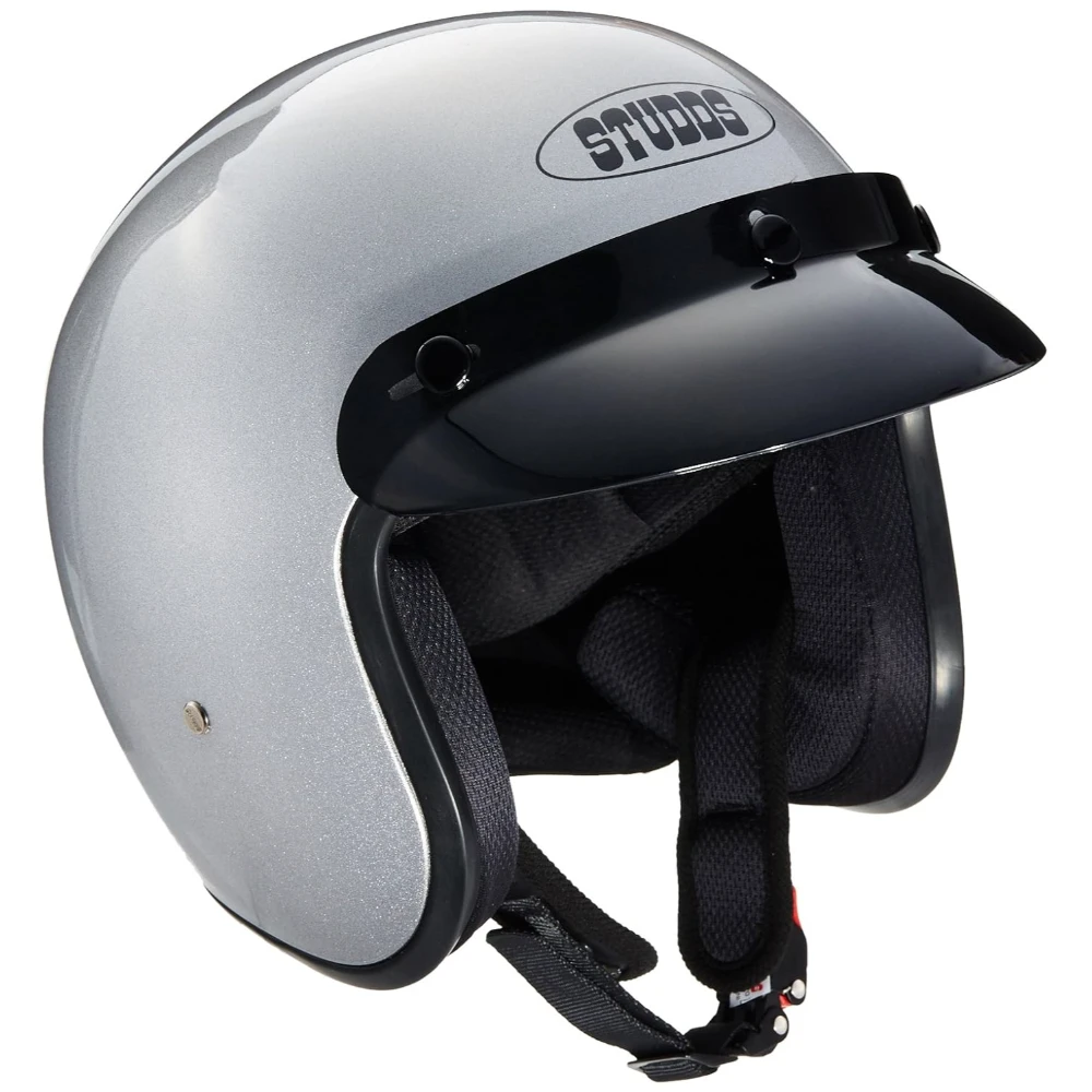 Studds JETSTAR Classic Plain Open Face Helmet (Silver and Grey, Medium)