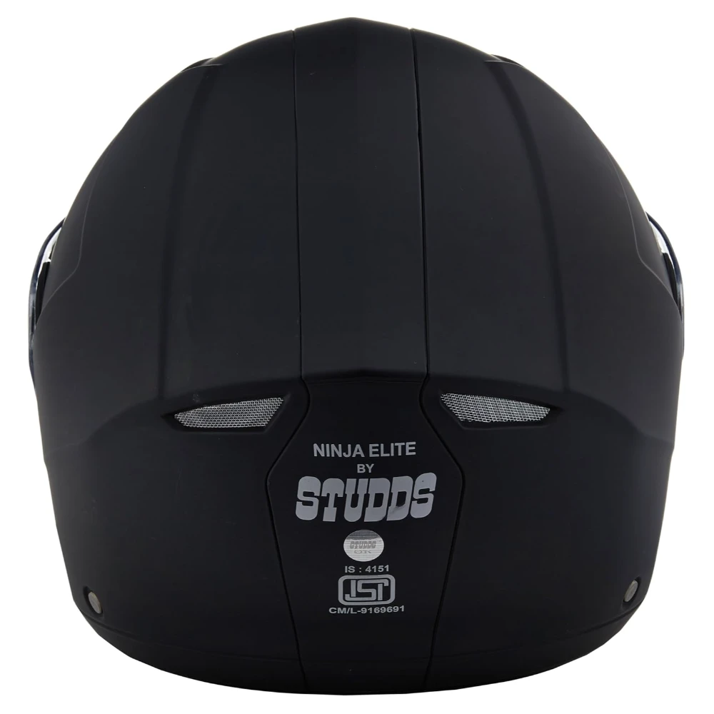STUDDS Ninja Elite SUPER Flip Up Full Face Helmet (Matt Black, Medium)