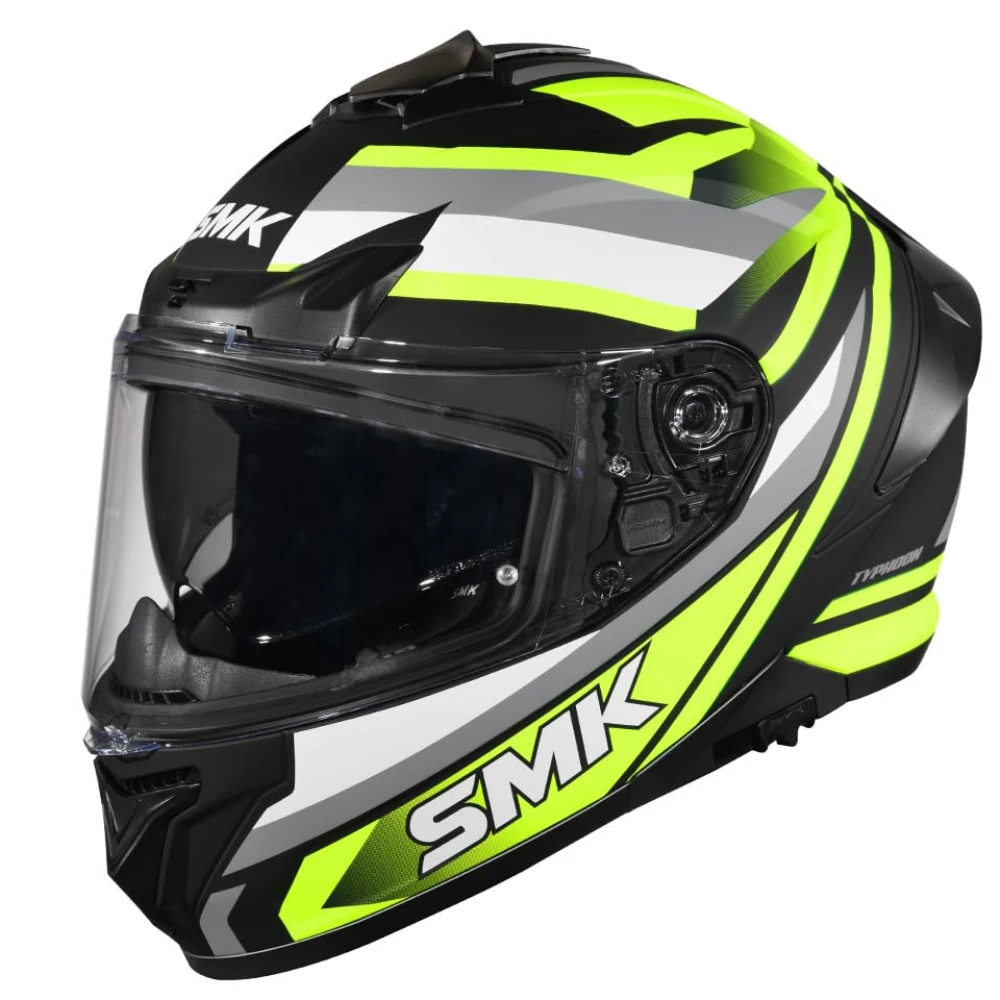 SMK Typhoon Freeride ISI ECE & DOT Certified Full Face Dual Visor Helmet for Men and Women with Pinlock Fitted Clear Visor and Inner Sun Visor ( GL246 - 2XL )