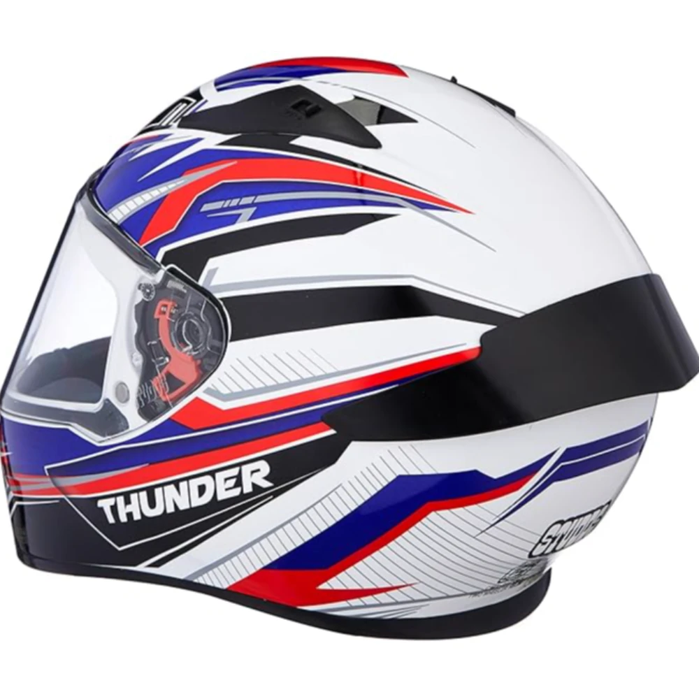 Studds Thunder Full Face Helmet D8 with Clear Visor (White N1, L)