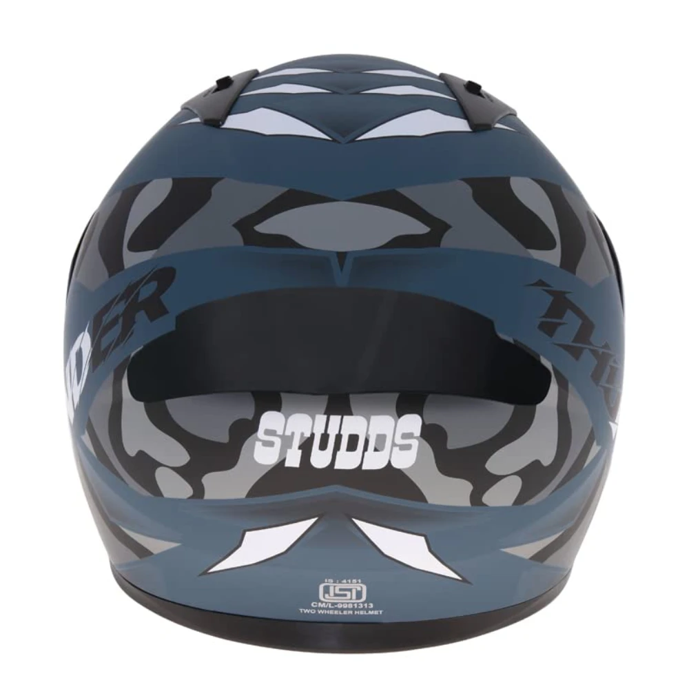 Studds Thunder Full Face Helmet D7 with Clear Visor (Matt Turquoise N4, M)