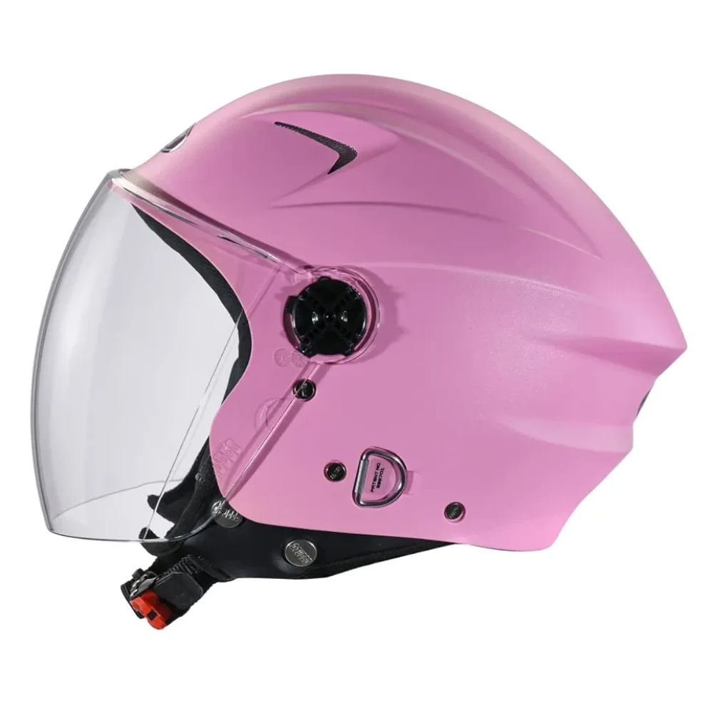 STUDDS RAY ISI Certified Open FACE Helmet for Men and Women with D - Ring Lock (Pink/L)