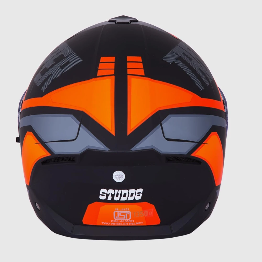 STUDDS Trooper DV D1 ISI and DOT Certified Gloss Finish Flip-up Full Face Helmet for Men and Women with Inner Sun Visor (Matt Black N8/M)