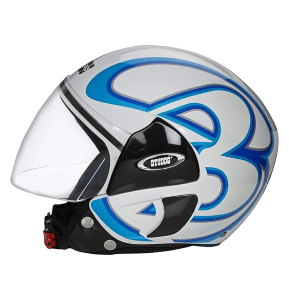 Studds CUB D3 Open Face Helmet (White and Blue, L)