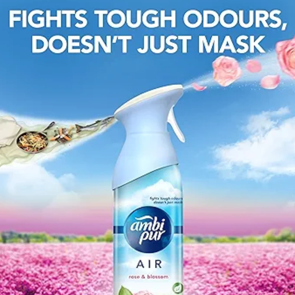 Ambi Pur Air Freshener, Spray - Rose & Blossom - 275 G