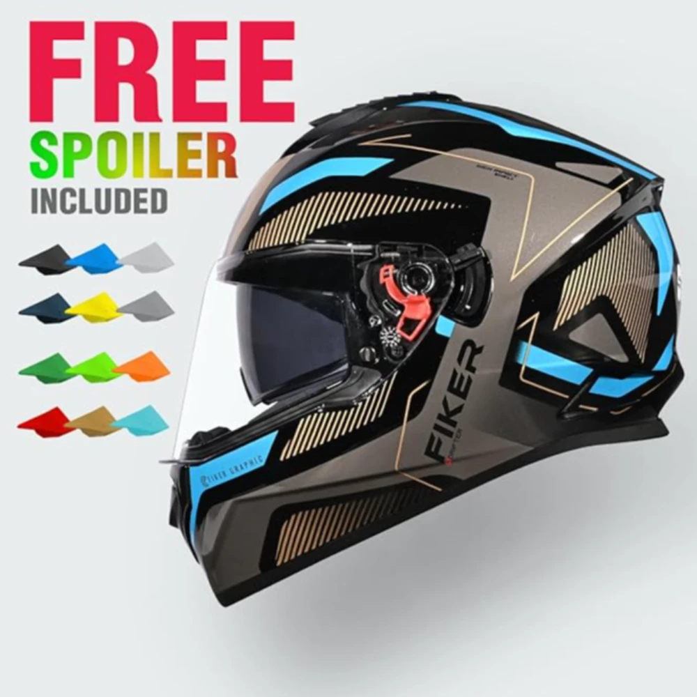 Studds Drifter D5 Fiker ISI and DOT Certified Full face Helmet for Men and Women with Inner Sun Visor and Spoiler (Black M) (M)