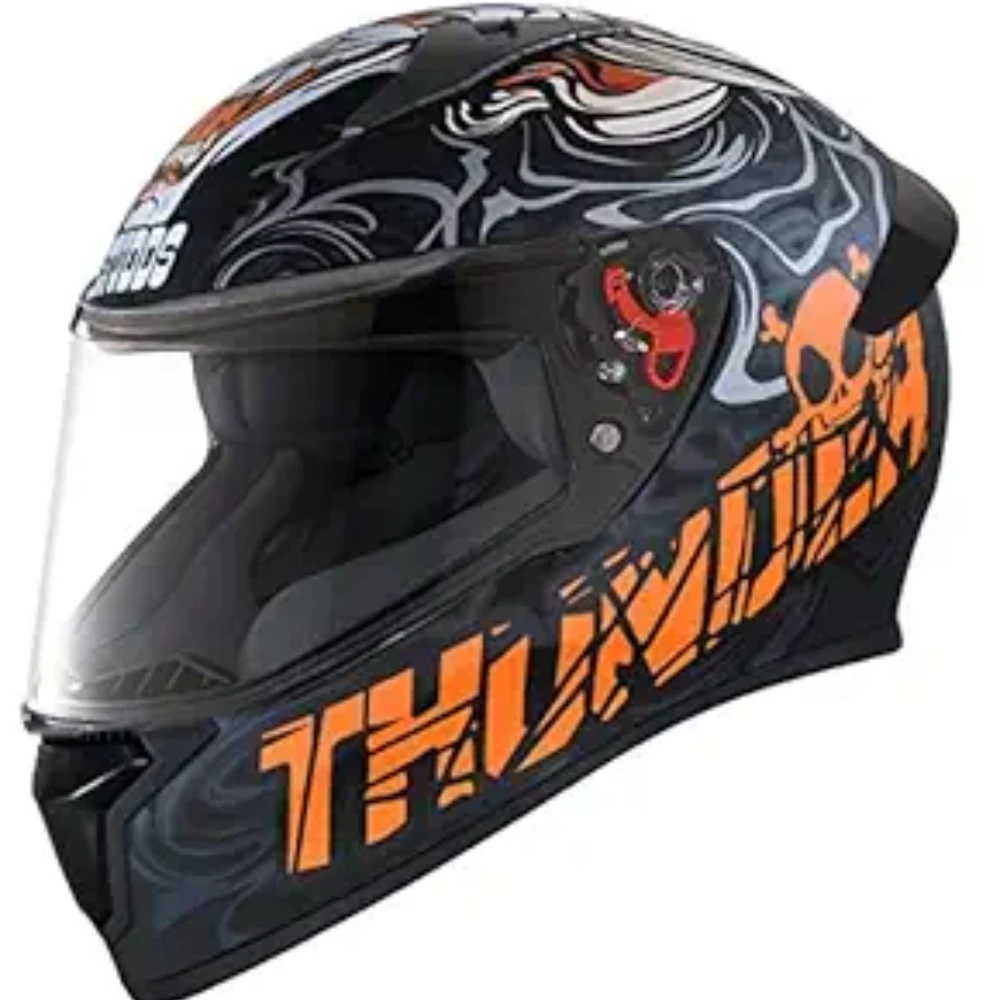 Studds Thunder Full Face Helmet D9 with Clear Visor (Matt Black N10, L)
